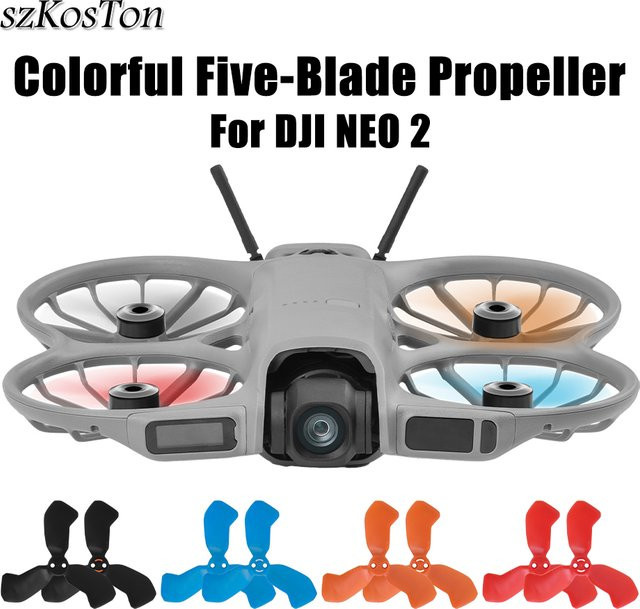 DJI Neo 2 Ersatzpropeller Set, 2 Paar bunte Schnellverschluss-Propeller, geräuscharme Paddel für deine Drohne, Multicolor und Schwarz - Bild 1