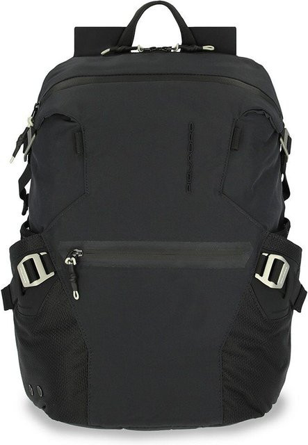 Piquadro PQ-Modular Laptoprucksack für 15,6 Zoll aus rezykliertem antiviralem Stoff mit Diebstahlsicherung in Schwarz - Bild 1
