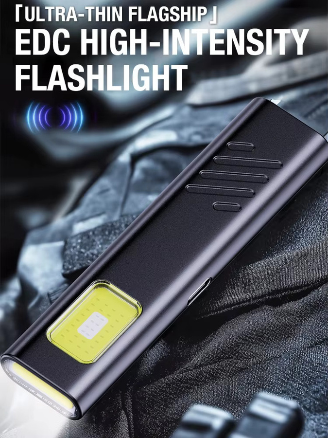 Heinast Mini COB LED Schlüsselanhänger-Taschenlampe in Schwarz, USB-C wiederaufladbare tragbare Arbeitsleuchte mit Stiftclip und Aufhängehaken - Bild 5