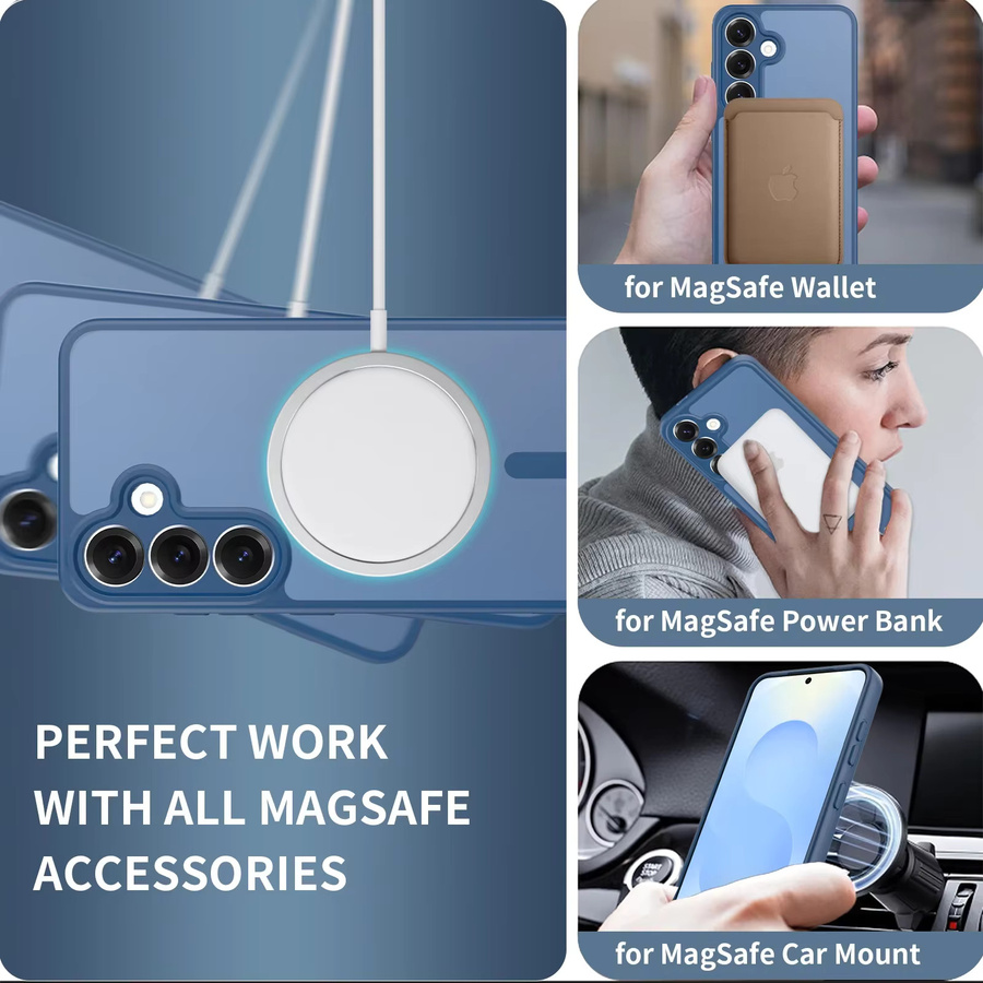 Robuste magnetische Handyhülle für Samsung Galaxy S25 Edge und S24 Ultra Plus 5G in Transparent, Schwarz oder Blau mit stoßfester PC-Rückseite - Bild 5