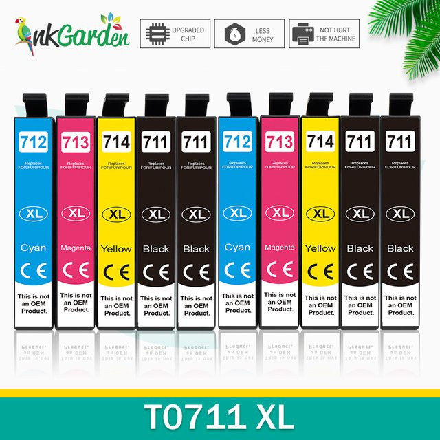 InkGarden T0711 Tintenpatrone Schwarz für Epson Stylus SX110 SX215 SX218 SX400 SX405 SX410 SX415 SX510W SX515W DX7400 Inkjet Drucker - Bild 1