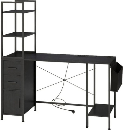 Costway Gaming Schreibtisch in Schwarz mit Ladestation und LED-Beleuchtung