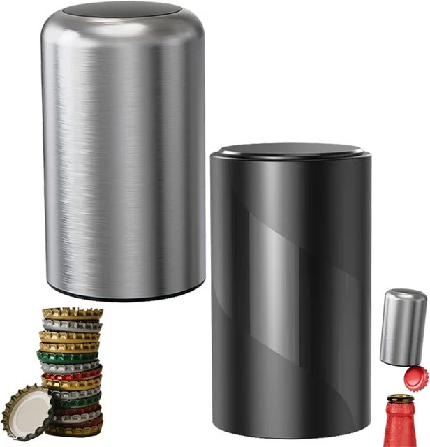 Magnetischer Flaschenöffner von FLYMUYU aus Edelstahl in Silber, rund - Bild 1
