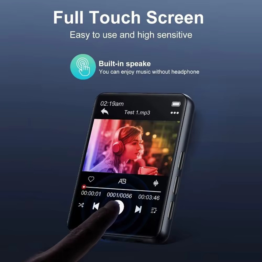 AideeMaster MP3 Musik-Player mit 32 GB Speicher, 2,4-Zoll Touchscreen und integriertem Lautsprecher in Schwarz - Bild 2