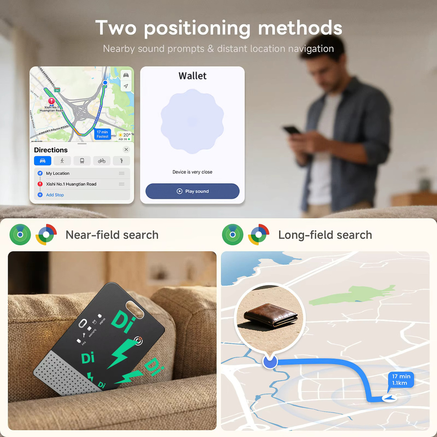 Xiaomi Ultraflacher Mini-Card-Tag Smart-Locator in Schwarz, kabellos aufladbar, kompatibel mit Google Find My Device und Apple App - Bild 2