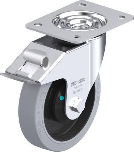 Blickle Lenkrolle LE-POEV 161KAD-FI-SG mit Feststeller, Rad-Durchmesser: 160 mm, Tragfähigkeit: 300 kg, Farbe: Silber/Schwarz/Grau - Bild 1