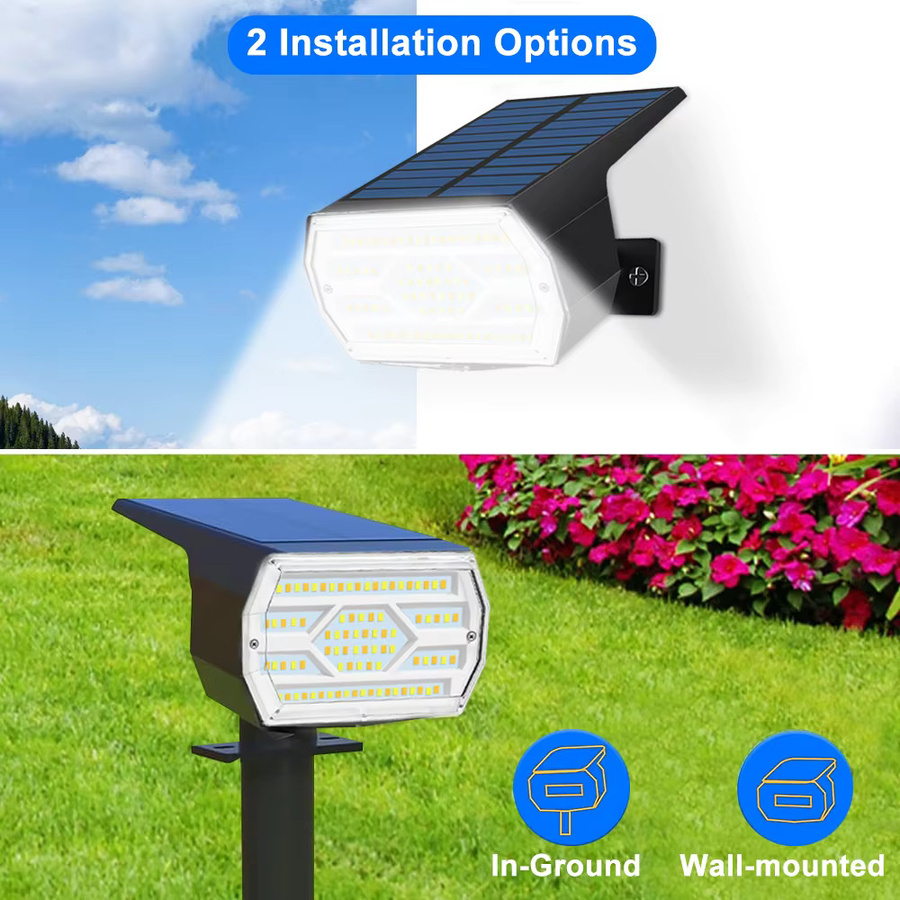 Solar-LED-Flutlicht für den Außenbereich mit 86 LEDs, wasserdicht IP65, schwarz, solarbetrieben mit Dämmerungssensor für Garten und Landschaft - Bild 5