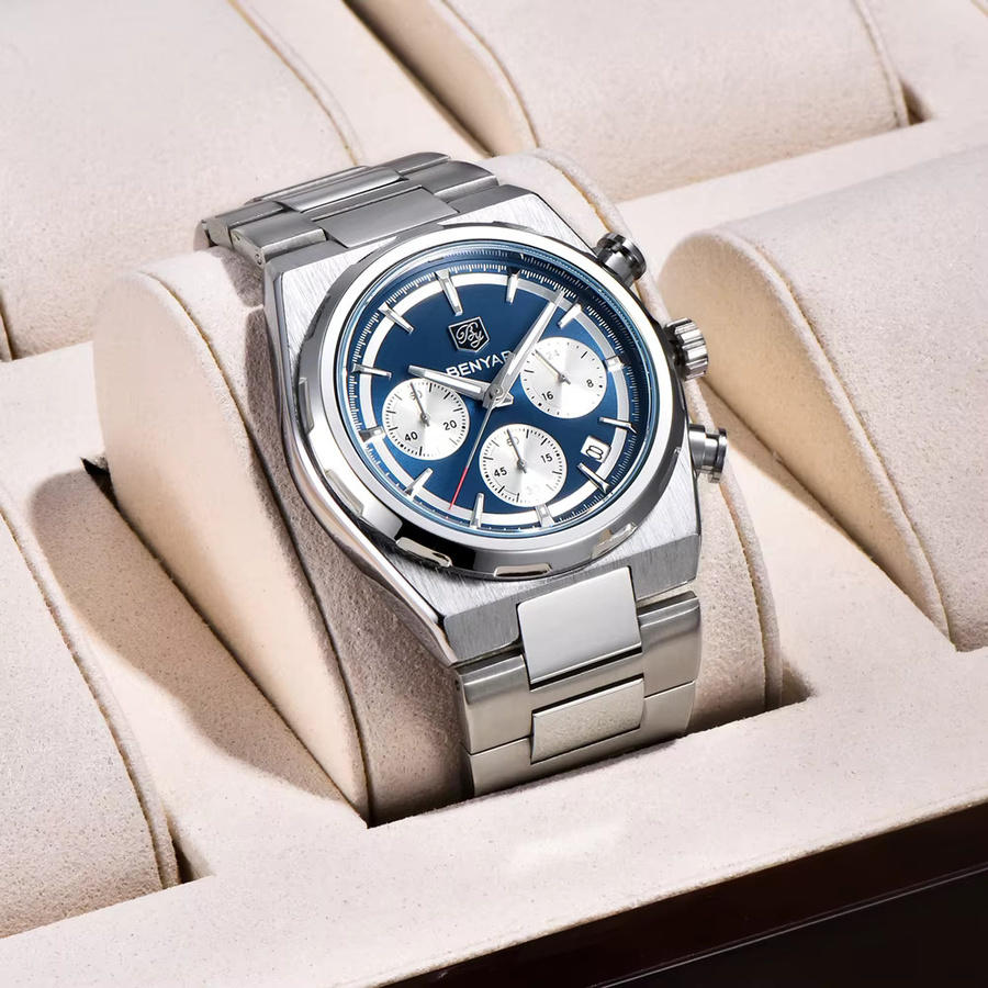 BENYAR Chronograph, Quarz, Edelstahl, Blau, Herren - Bild 3