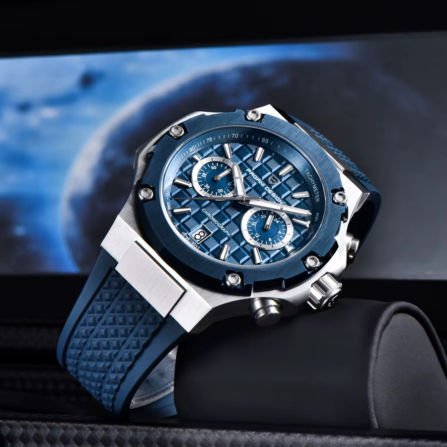 PAGANI DESIGN Chronograph, Quarz, Edelstahl, Blau, Herren - Bild 3