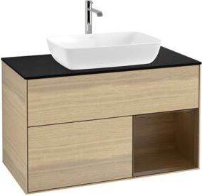 V&B Waschtischunterschrank Finion 100 mit Wandbeleuchtung in Blau Matt, B/T/H: 100 x 50,1 x 50,1 cm - Bild 1