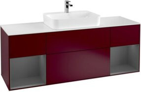 V&B Waschtischunterschrank Finion mit Wandbeleuchtung, Breite: 160 cm, Farbe: Anthrazit lackiert - Bild 1