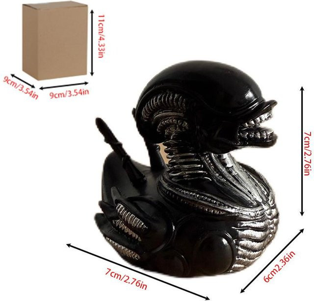 LZJV Skurrile Alien-Ente als Tisch-Ornament aus Harz in Schwarz - Bild 1