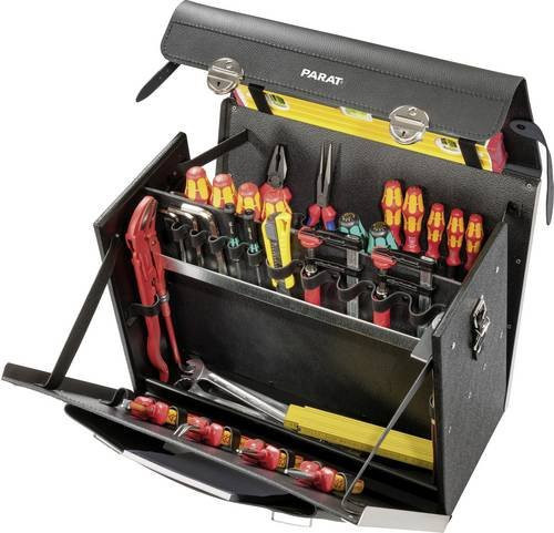 Werkzeugtasche Parat aus Rindleder und HDPE-Kunststoff, Schwarz, B: 46,0 cm, T: 21,0 cm, H: 34,0 cm - Bild 1