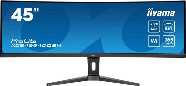 Iiyama G-Master ProLite XCB4594DQSN-B1 Curved Gaming-Monitor, 44,5 Zoll, DQHD 5120x1440, VA-Panel, 165Hz, Schwarz, USB-C Dockingstation mit 90W Power Delivery, KVM, FreeSync - Bild 2