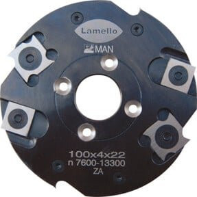 Lamello Wendenschneidenfräser für Nutfräsmaschine aus Hartmetall in Silber, Durchmesser: 100 mm, Bohrung: 22 mm, Z4+V4, Nutlänge: 4 mm, ohne Nabe - Bild 1
