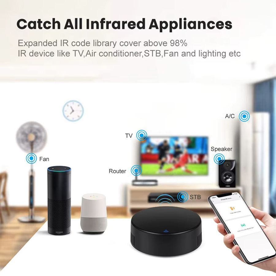 Tuya Smart IR Fernbedienung mit Temperatur- und Feuchtigkeitssensor in Schwarz, kompatibel mit Alexa und Google Home für Klimaanlage und TV - Bild 5