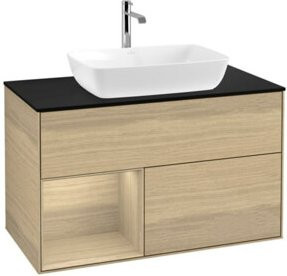 V&B Waschtischunterschrank Finion 100 mit Wandbeleuchtung in Blau Matt, B/T/H: 100 x 50,1 x 50,1 cm - Bild 1