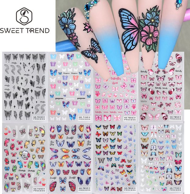 SWEET TREND Nagelaufkleber Schmetterling Serie, Matt, 4 Stück - Bild 1