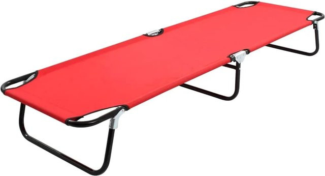 vidaXL Klappbare Sonnenliege aus Stahl und Textilene in Rot, B/T/H: 190 x 58 x 28 cm - Bild 1