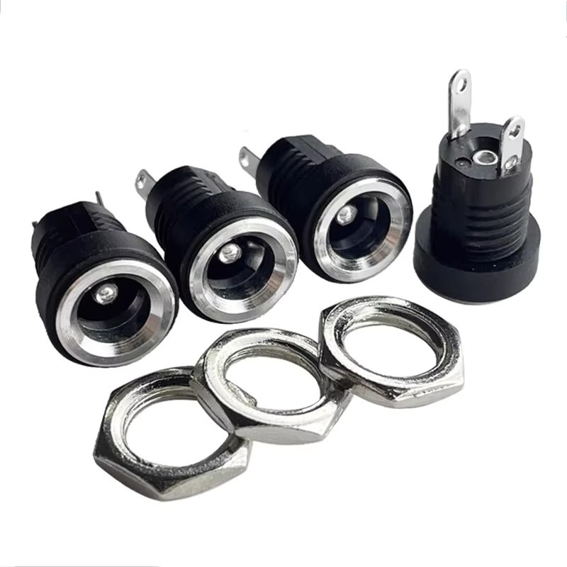 DC022B DC Power Jack Versorgung Buchse, Weiblicher Panel Mount Stecker 3,5x1,3mm, Adapter für 5,5x2,1mm und 5,5x2,5mm, 2 Pin, Schwarz - Bild 3