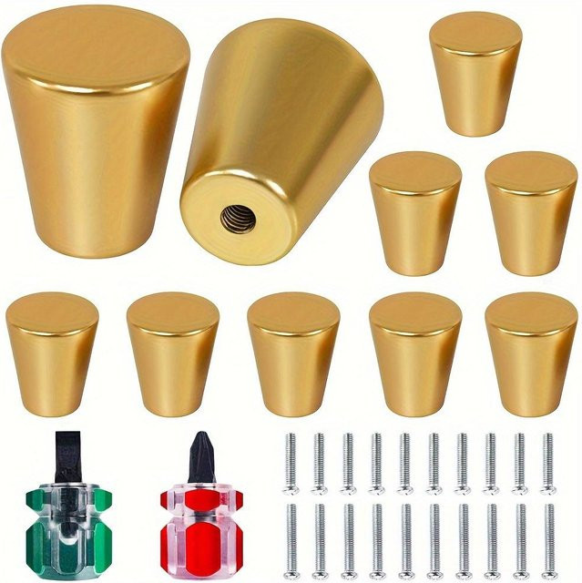 SZ-Damai Schrankknöpfe in Gold, zylindrische Griffe für Schränke und Schubladen, 10 Stück - Bild 1