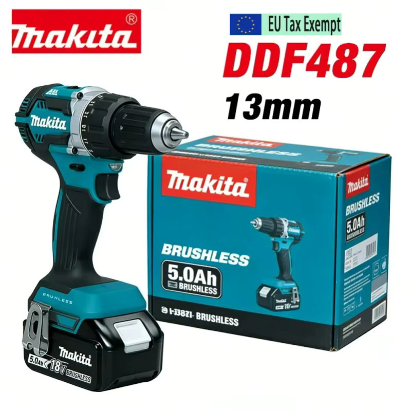 Makita DDF487 Akku-Schlagbohrschrauber 18V mit 13mm Bohrfutter und bürstenlosem Motor - Bild 1