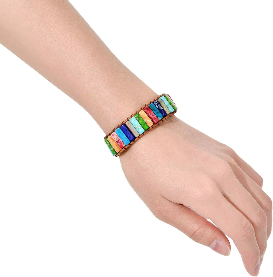 duobeiduo Armband, Leder, Kristall, Bunt, Unisex, Boho - Bild 3