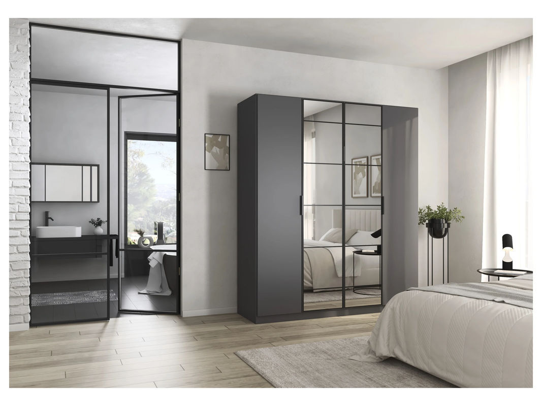 RAUCH ORANGE Acero Drehtürenschrank in Grau mit Spiegeltüren und Glaselementen, B/T/H: 181 x 54 x 210 cm - Bild 2