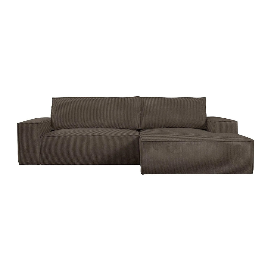Vente-unique Schlafsofa Amelia in Braun mit Cord-Bezug und Schlaffunktion in L-Form - Bild 2