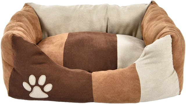 Heim Haustier-Kuschelbett Deluxe rechteckig aus Polyester, Braun/Weiß, B/T/H: 75 x 58 x 19 cm - Bild 1