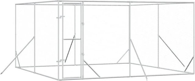 vidaXL Outdoor-Hundezwinger aus verzinktem Stahl in Silber B/T/H: 4 x 4 x 2 m - Bild 1