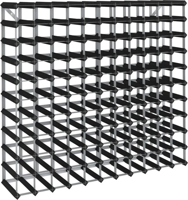 vidaXL Weinregal aus massivem Kiefernholz in Schwarz für 120 Flaschen, B/T/H: 100,5 x 22,5 x 110 cm - Bild 1