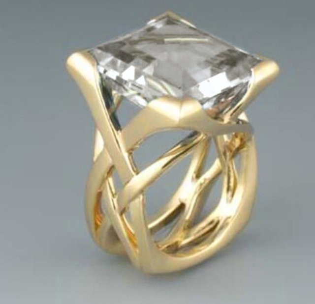 Huitan Ring, Zirkonia, Kristall, Gold, Damen - Bild 1