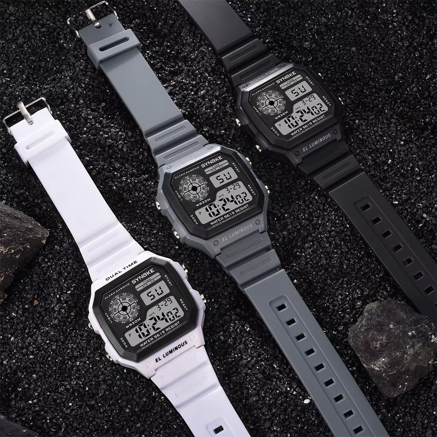 SYNOKE Digitaluhr, Chronograph, Weiß, Kunststoff, Silikon, Unisex - Bild 2