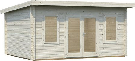 Palmako Blockbohlenhaus Lisa Gartenhaus aus Fichtenholz in Braun mit Pultdach und Boden B/H/T: 450 x 239 x 330 cm - Bild 3