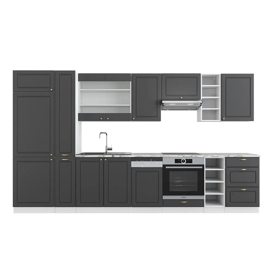 Vicco Küchenzeile Fame-Line Landhausstil in Weiß Anthrazit Gold, Breite: 355 cm - Bild 3