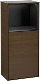 V&B Finion Seitenschrank mit LED-Beleuchtung und Glasfachboden in Walnuss, B: 41,8 cm, H: 93,6 cm - Bild 1