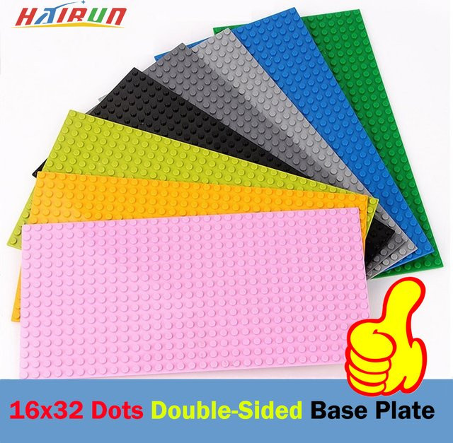 hairun Bausteine Grundplatte, 32x16 Punkte, doppelseitig, Grau, Bunt / Mehrfarbig - Bild 1