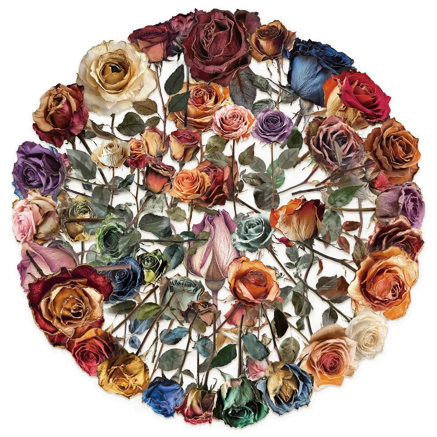 Rspctou Getrocknete Rose Blumen Aufkleber, Cartoon PET Aufkleber, transparent, multicolour - Bild 3