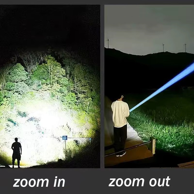 Mikenoon Wiederaufladbare LED-Taschenlampe aus Aluminiumlegierung in Schwarz mit Leistungsanzeige und wasserdichter Camping-Laternen-Funktion - Bild 3