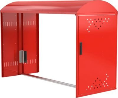 Anbausatz ohne Seitenwand für Fahrradgarage BikeBox 1 B mit Bogendach, Verkehrsrot RAL 3020 - Bild 1