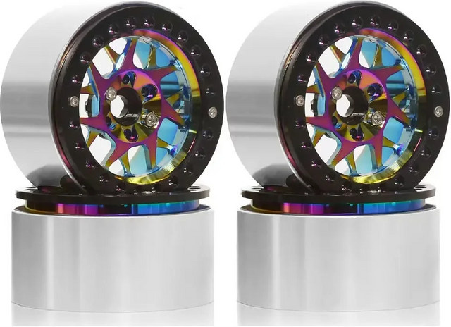 Regenbogen Beadlock Rad Felge, 4-teiliges Set, bunte Aluminium Räder - Bild 1