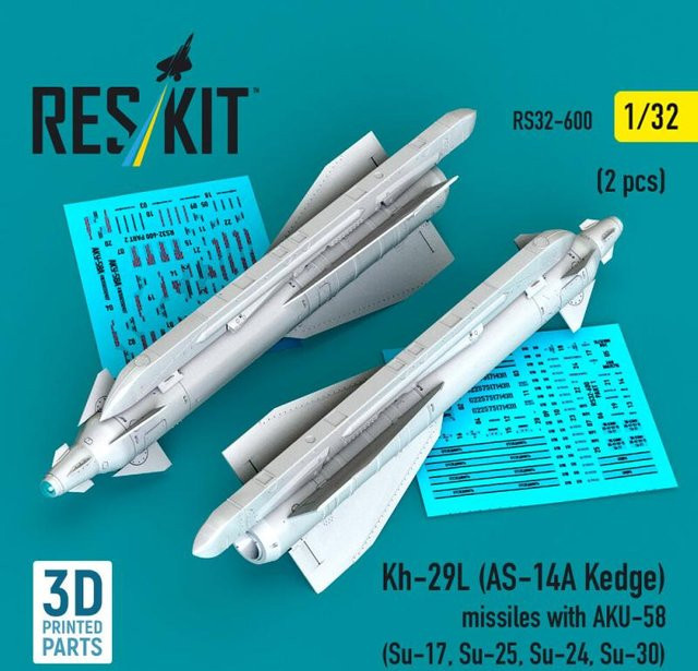 ResKit Models Kh-29L (AS-14A Kedge) Missiles mit AKU-58, 2-teiliges Set, 3D Printed - Bild 1