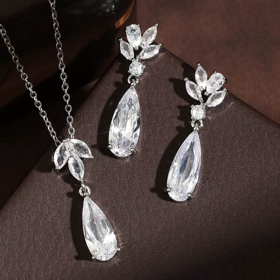 ZAKOL Schmuck-Set Halskette und Ohrringe, Zirkonia, Silber, Damen - Bild 2