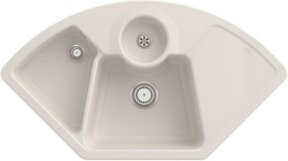 Villeroy & Boch Eckspüle Solo mit Ablaufgarnitur in Beige aus CeramicPlus Keramik - Bild 1