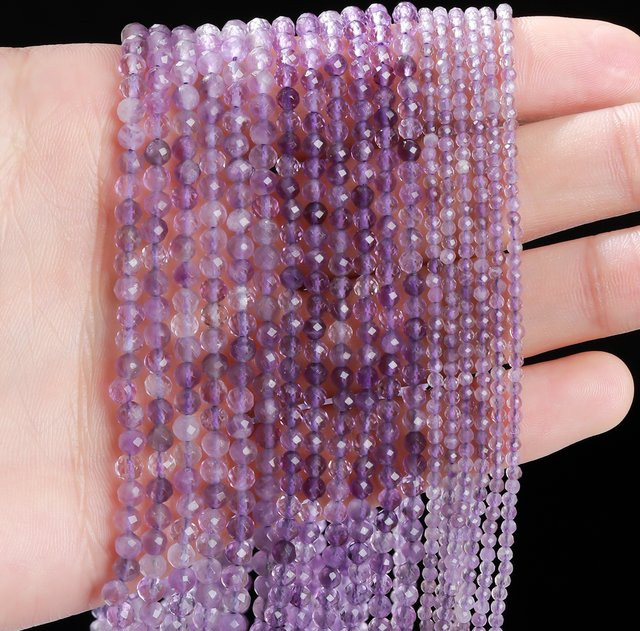 Amethyst Perlen, facettiert, 2-4 mm, Unisex - Bild 1