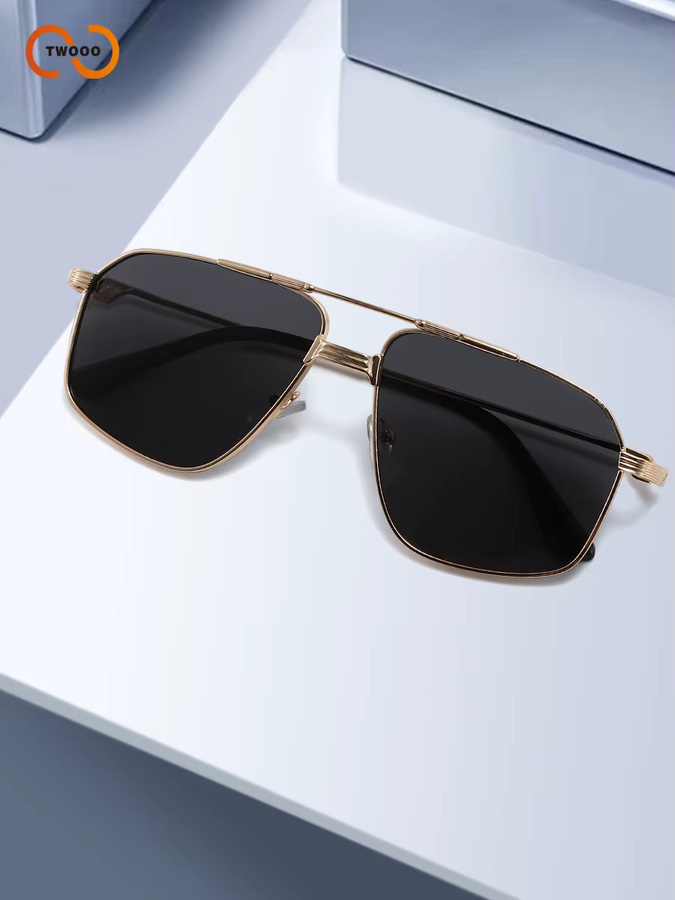 TWOOO Sonnenbrille Aviator, Herren, Vollrand, Metall, gold, black - Bild 3