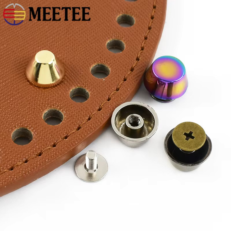 Meetee Metallnieten-Schraubschnallen für Handtaschen und Lederhandwerk, goldfarben, 20 Stück - Bild 2