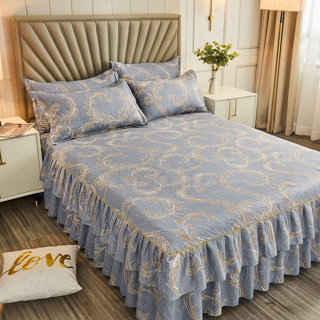 3-teiliges Bettwäscheset von Your Warm Home in Blau, bestehend aus einem elastischen King-Size-Spannbettlaken und Kissenbezügen aus Polyester, B/T: 180 x 200 cm - Bild 1