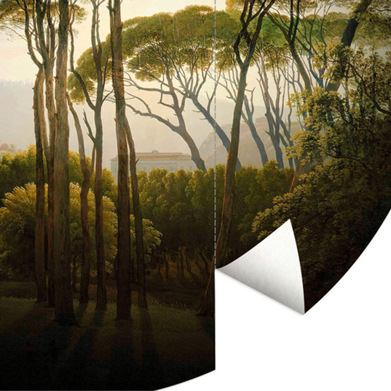 K&L Wall Art Vliestapete Runde Vliestapete Kiefern Wald Retro Landschaft, mehrfarbig, matt - Bild 4